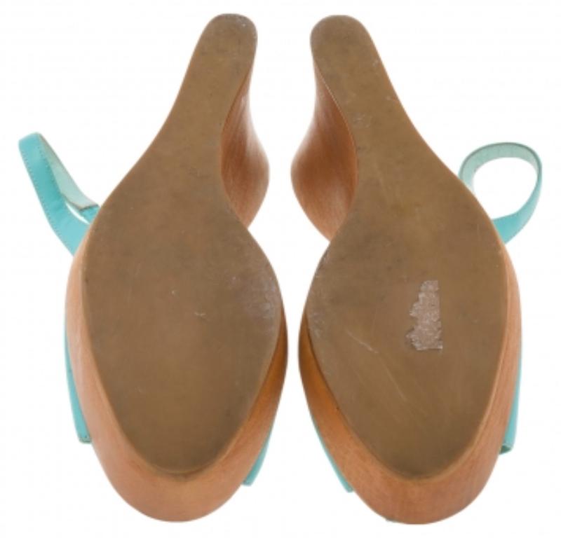 Gianvito Rossi Sandales compensées à plateforme turquoise taille 38,5 en vente 2
