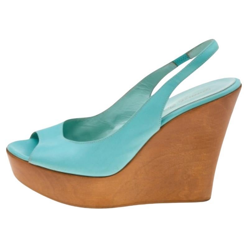Gianvito Rossi Sandales compensées à plateforme turquoise taille 38,5 en vente