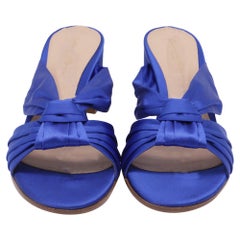 Gianvito Rossi Twist Knot Mules in Blue Satin