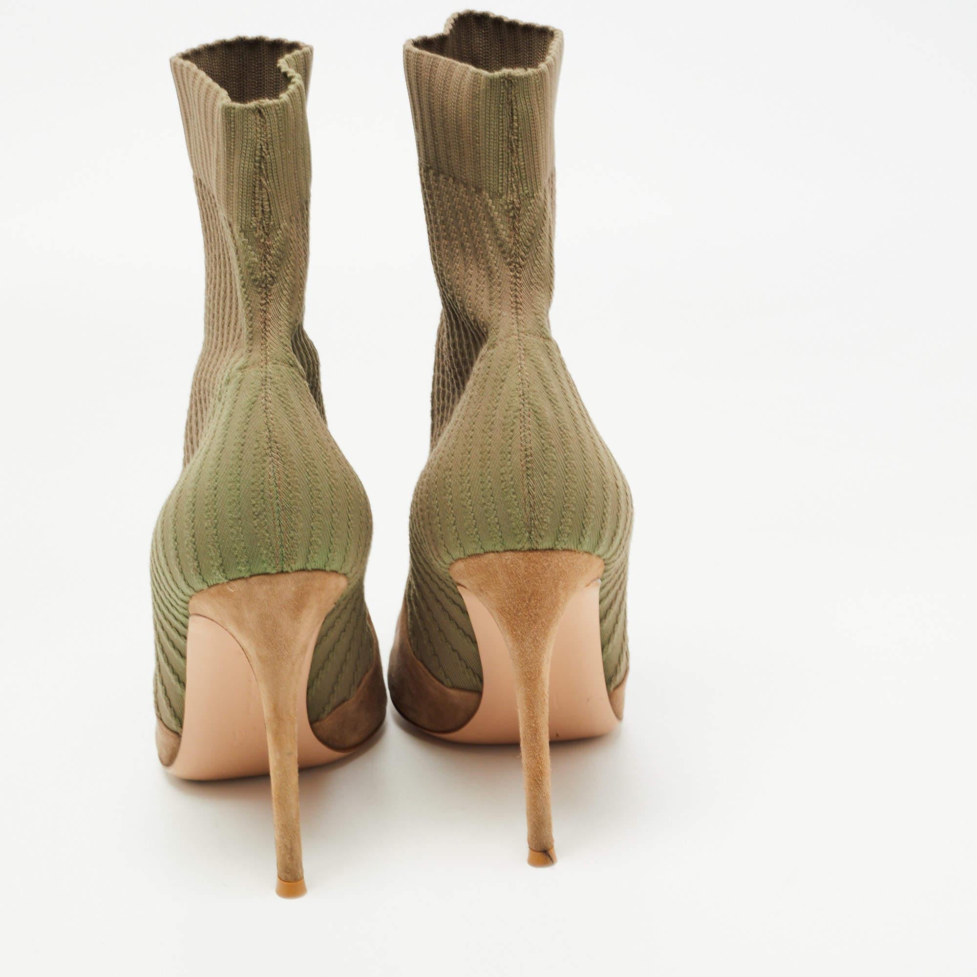Marron Gianvito Rossi - Bottines Katie en daim et tissu bicolore, taille 40,5 en vente
