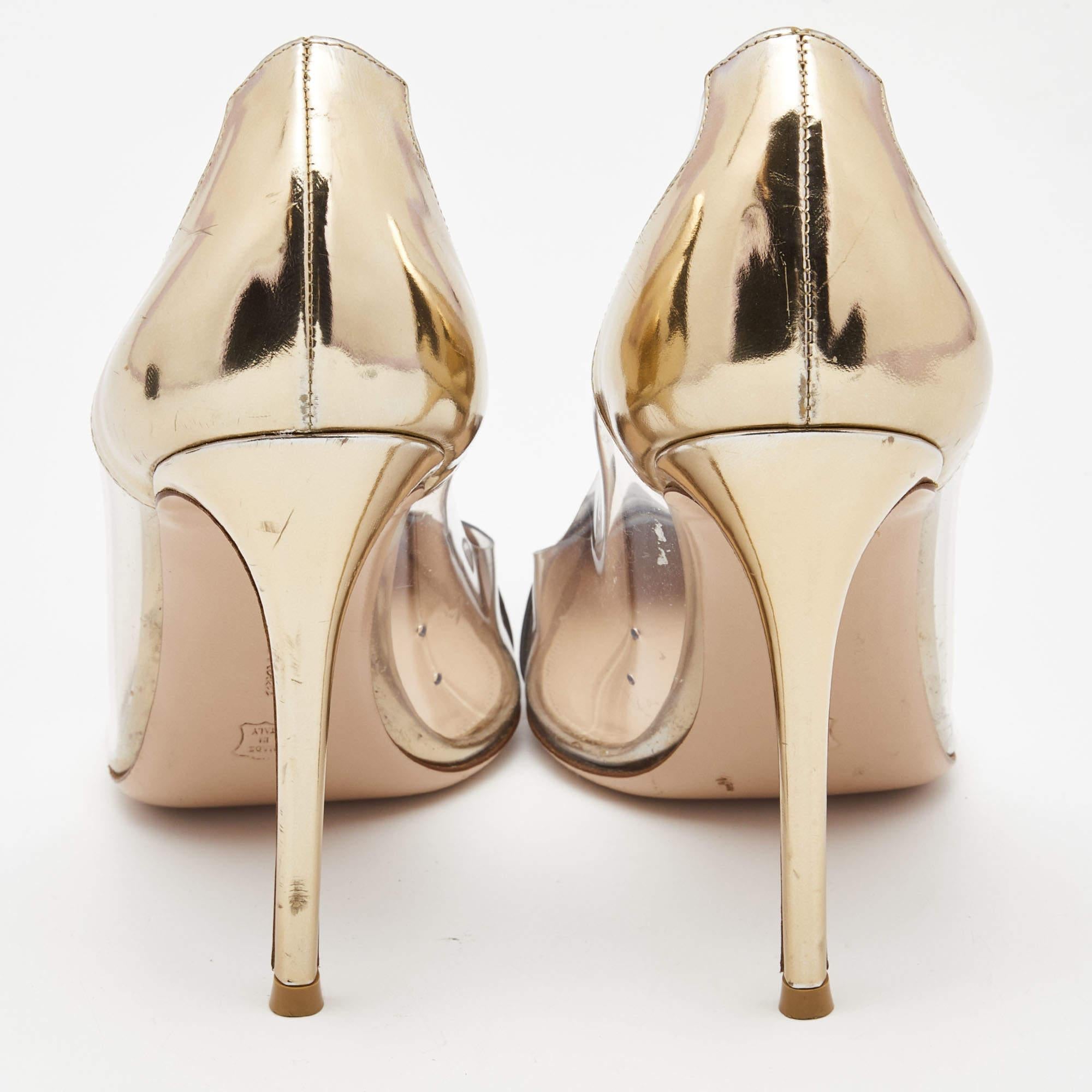 Women's Gianvito Rossi Two Tone Leather and PVC Plexi Pumps Size 40 For Sale