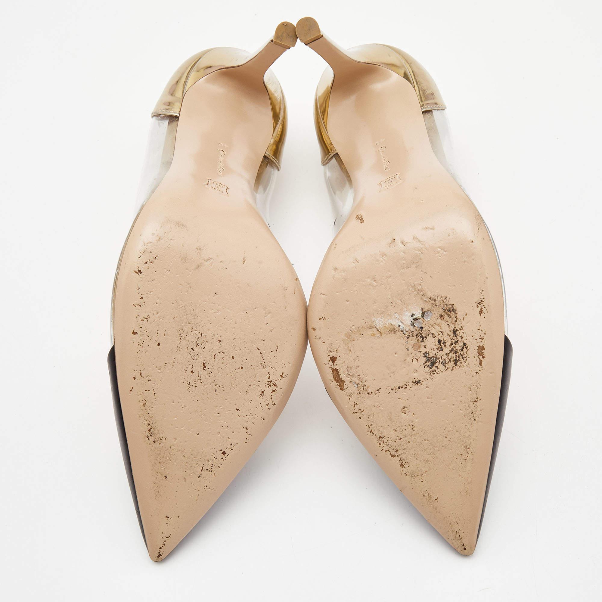Gianvito Rossi Two Tone Leather and PVC Plexi Pumps Size 40 For Sale 1