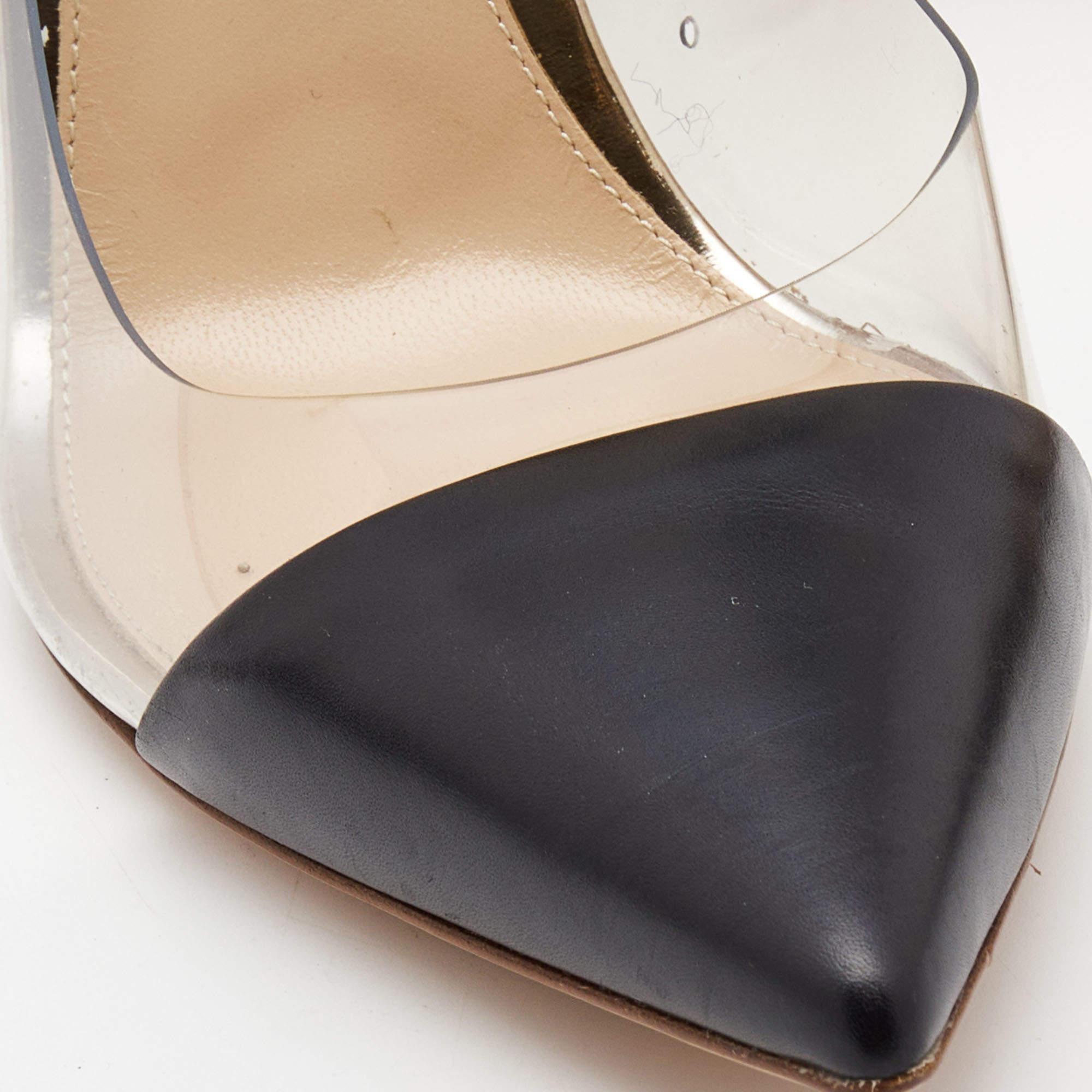 Gianvito Rossi Two Tone Leather and PVC Plexi Pumps Size 40 For Sale 2