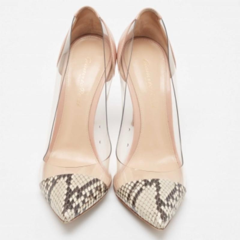 De las mujeres Gianvito Rossi Bombas de pitón bicolor y plexiglás de PVC Talla 37.5 en venta