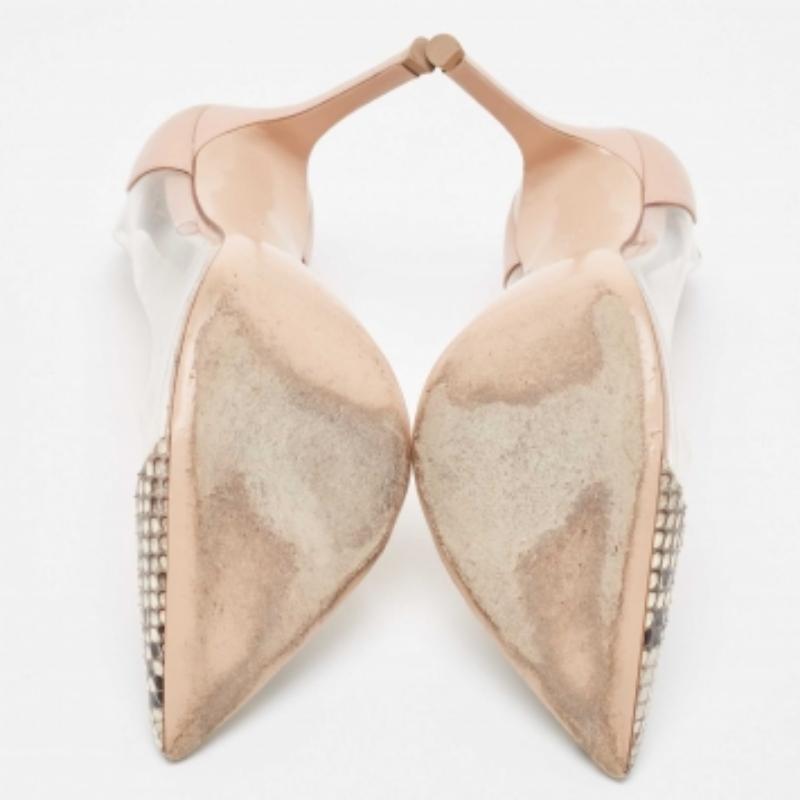 Gianvito Rossi Bombas de pitón bicolor y plexiglás de PVC Talla 37.5 en venta 2