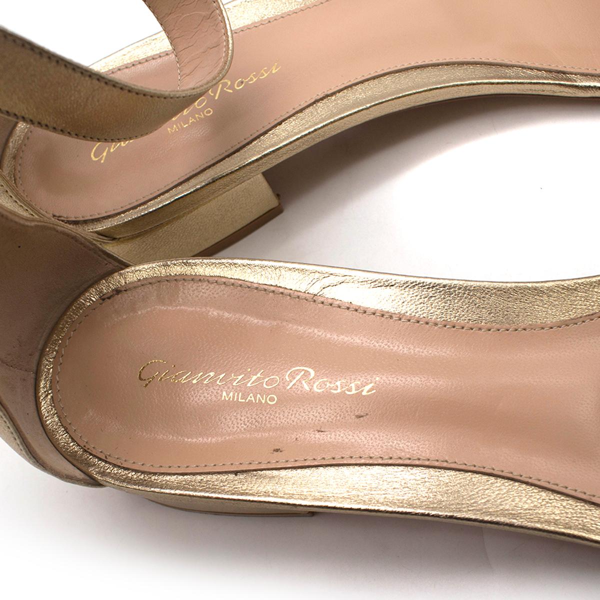 Women's Gianvito Rossi Versilia 20mm gold leather sandals US 11 For Sale