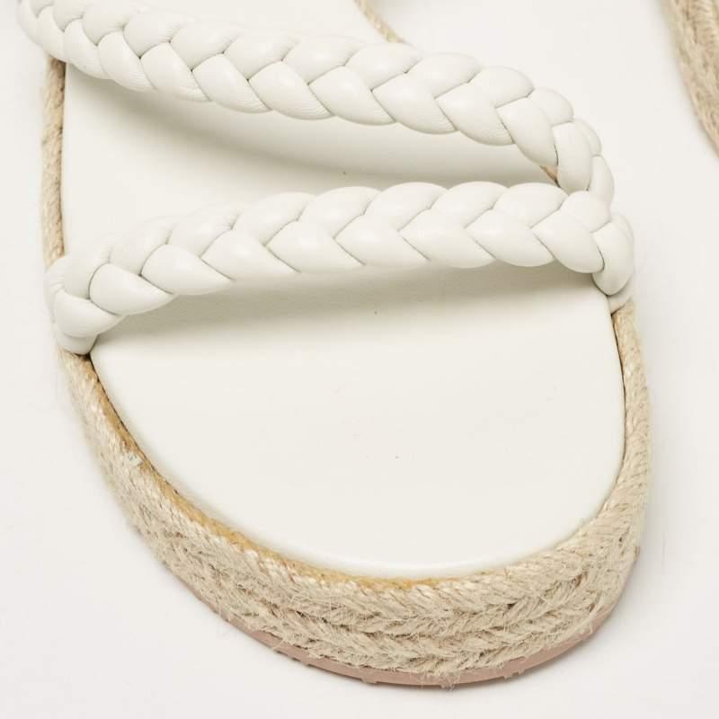 Gianvito Rossi White Braided Leather Platform Espadrille Sandals Size 36.5 For Sale 3
