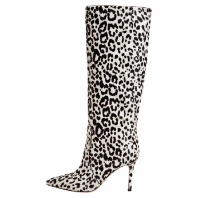 Donna Gianvito Rossi Stivali al ginocchio in pelo di vitello bianco/marrone Taglia 36 in vendita