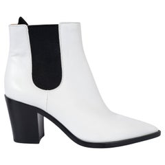 GIANVITO ROSSI white leather AUSTIN Ankle Boots Shoes 39.5 fit 39