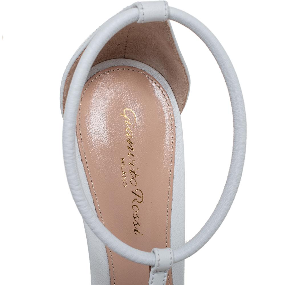 Gianvito Rossi White Leather Cheryl 85 Sandals Size 38 1