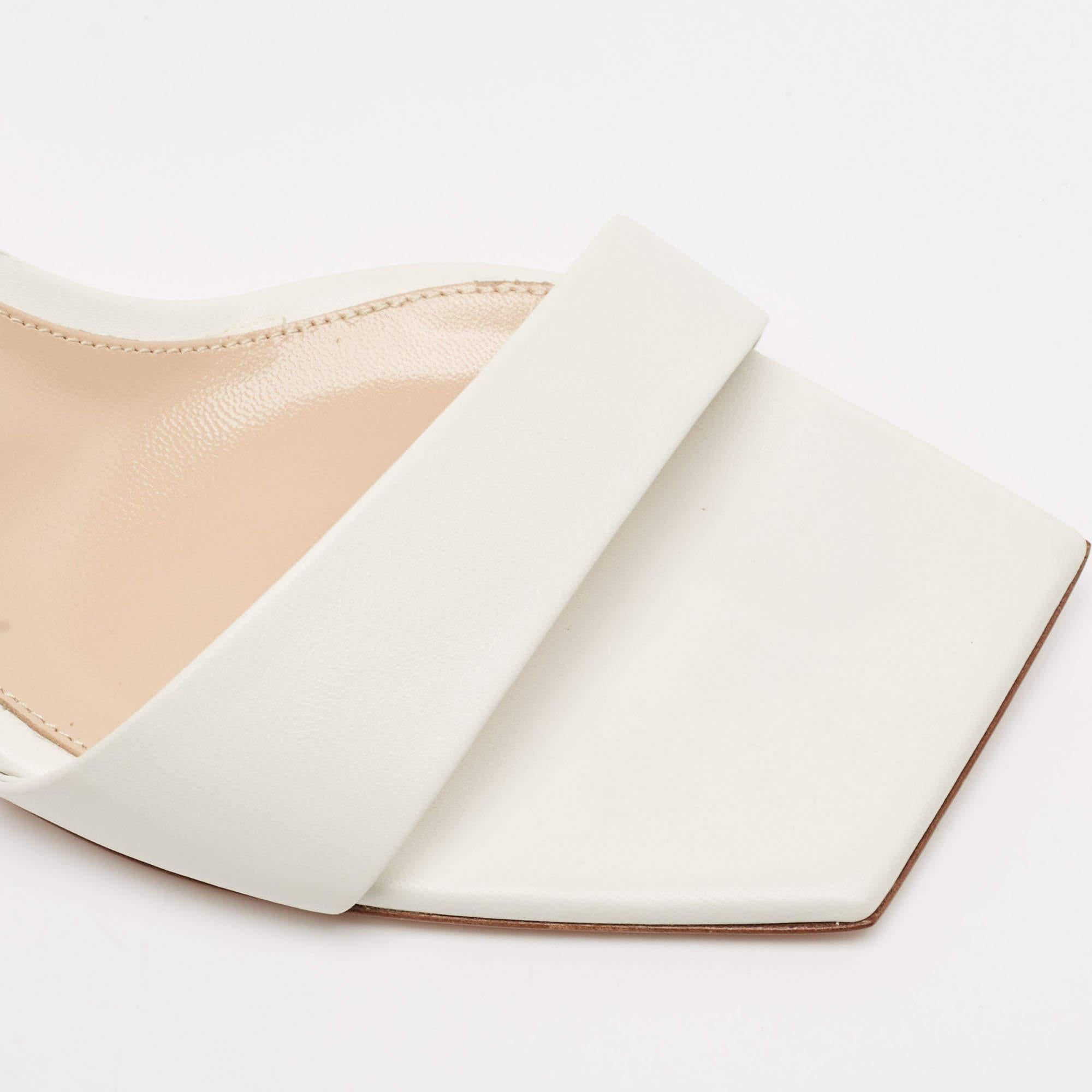 Gianvito Rossi White Leather Cosmic Sandals Size 39 For Sale 3