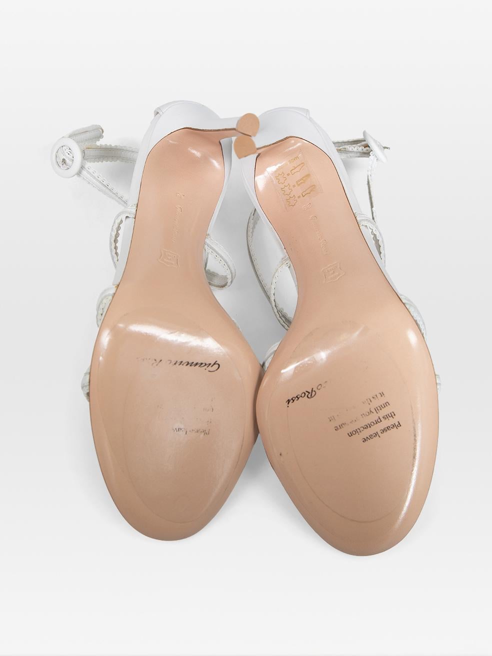 Gianvito Rossi Weißes Leder Dafne Sandalen Größe IT 38 Damen im Angebot