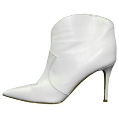 Gianvito Rossi White Leather Mable 85 Ankle Boots sz 39