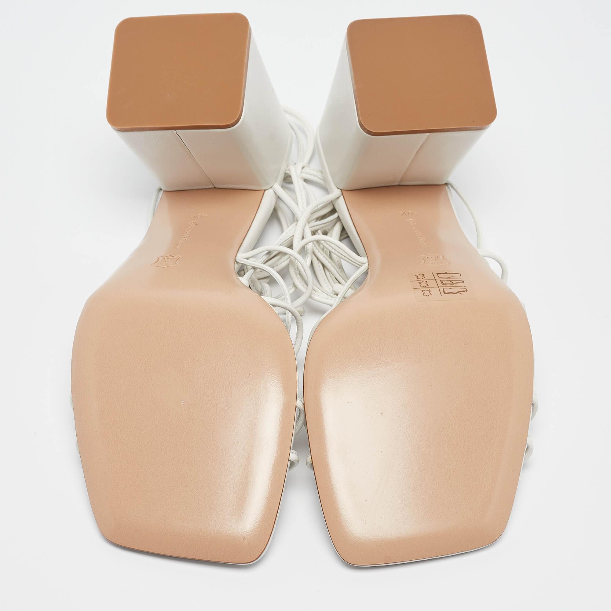 Gianvito Rossi White Leather Minas Ankle Tie Sandals Size 40.5 For Sale 1