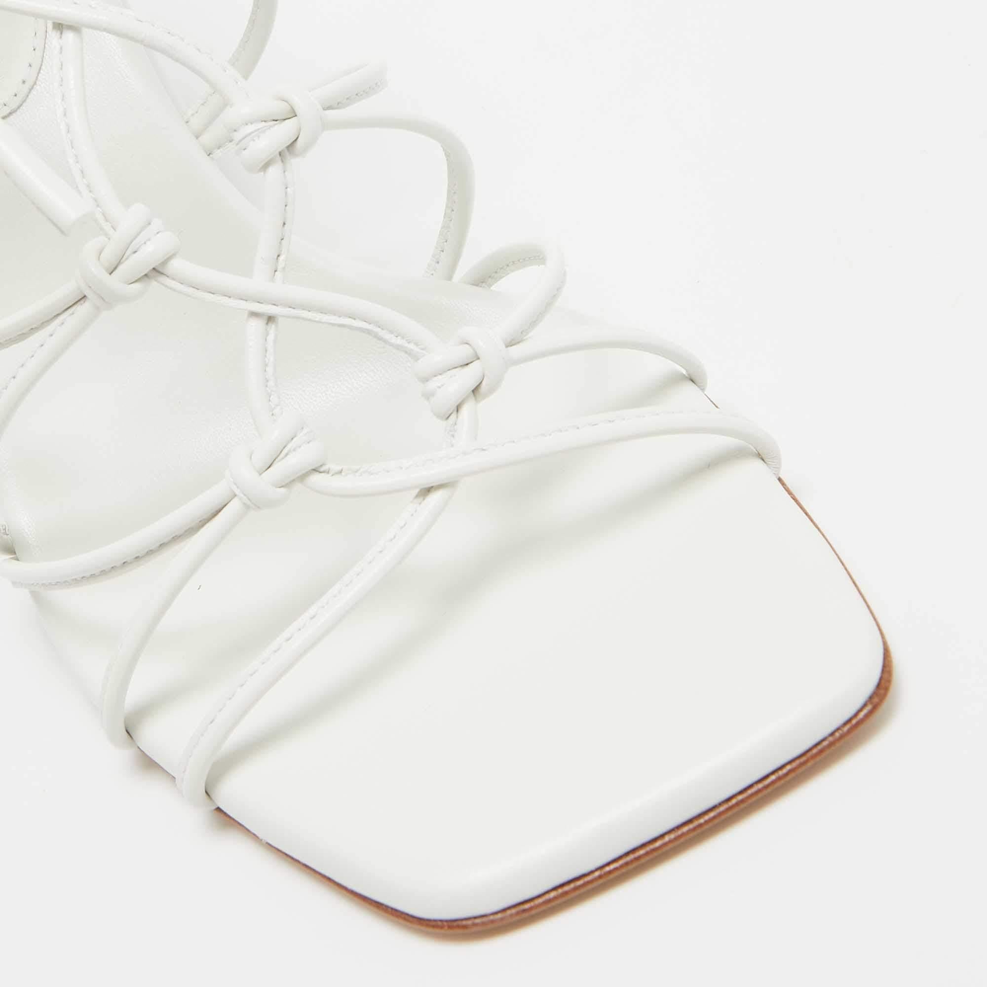 Gianvito Rossi White Leather Minas Ankle Wrap Sandals Size 37 For Sale 2
