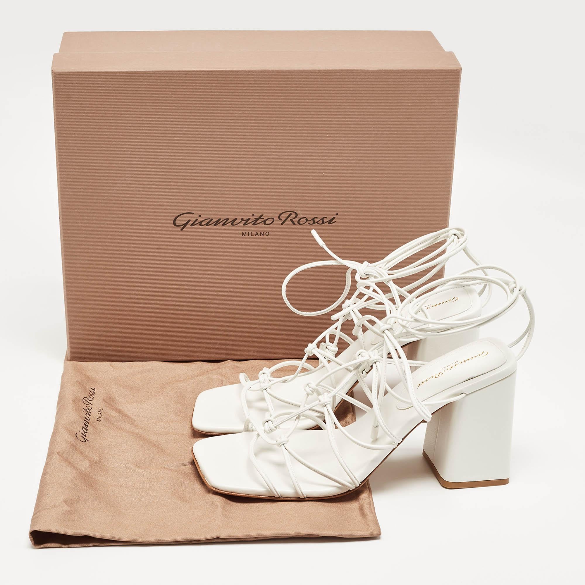 Gianvito Rossi White Leather Minas Sandals Size 39 For Sale 5