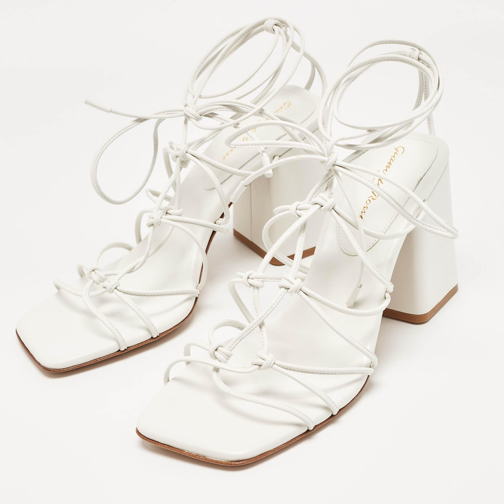 Gianvito Rossi White Leather Minas Sandals Size 40 For Sale 1