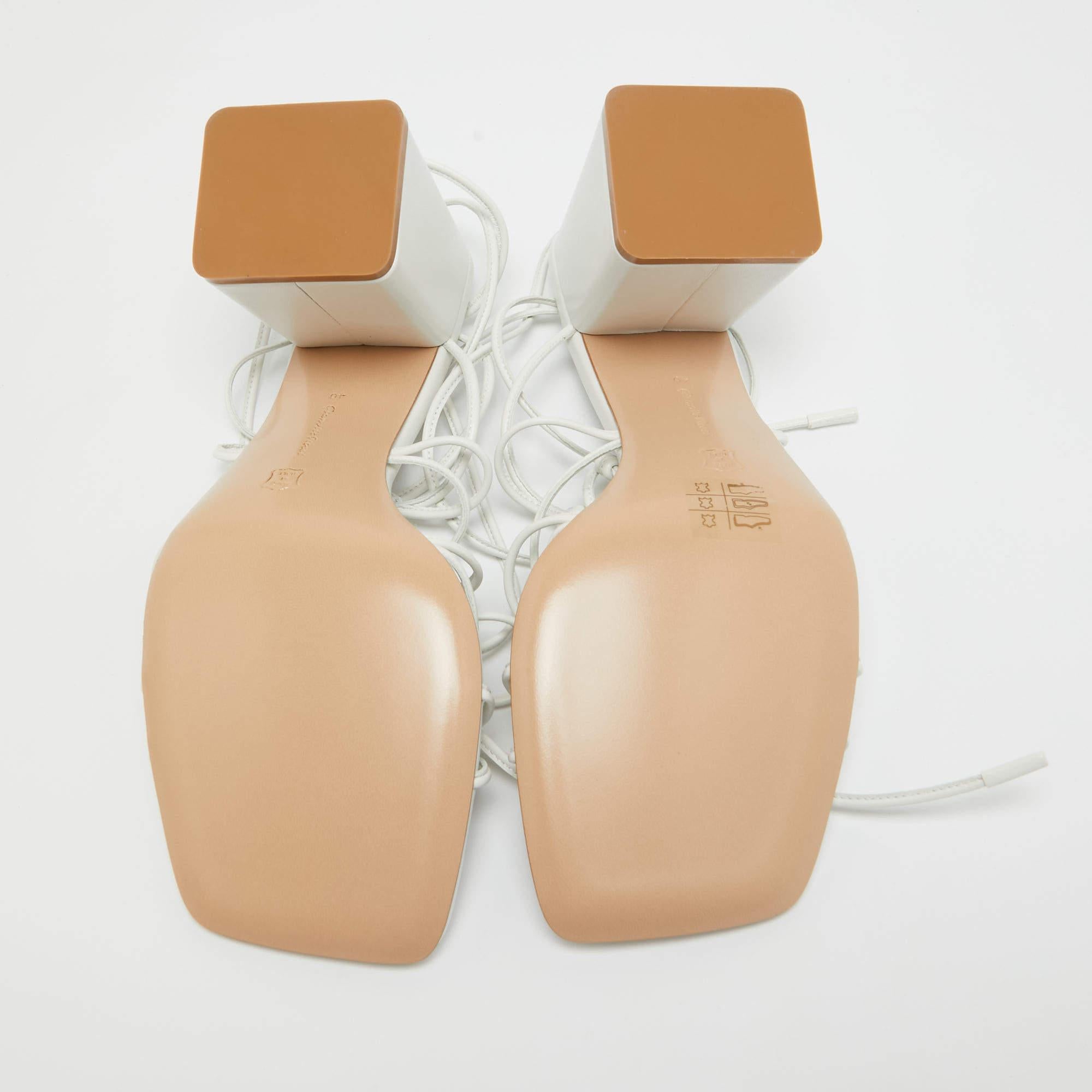 Gianvito Rossi White Leather Minas Sandals Size 40 For Sale 2