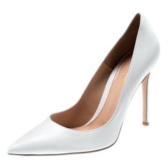 Gianvito Rossi White Leather Pointed Toe Pumps Size 38