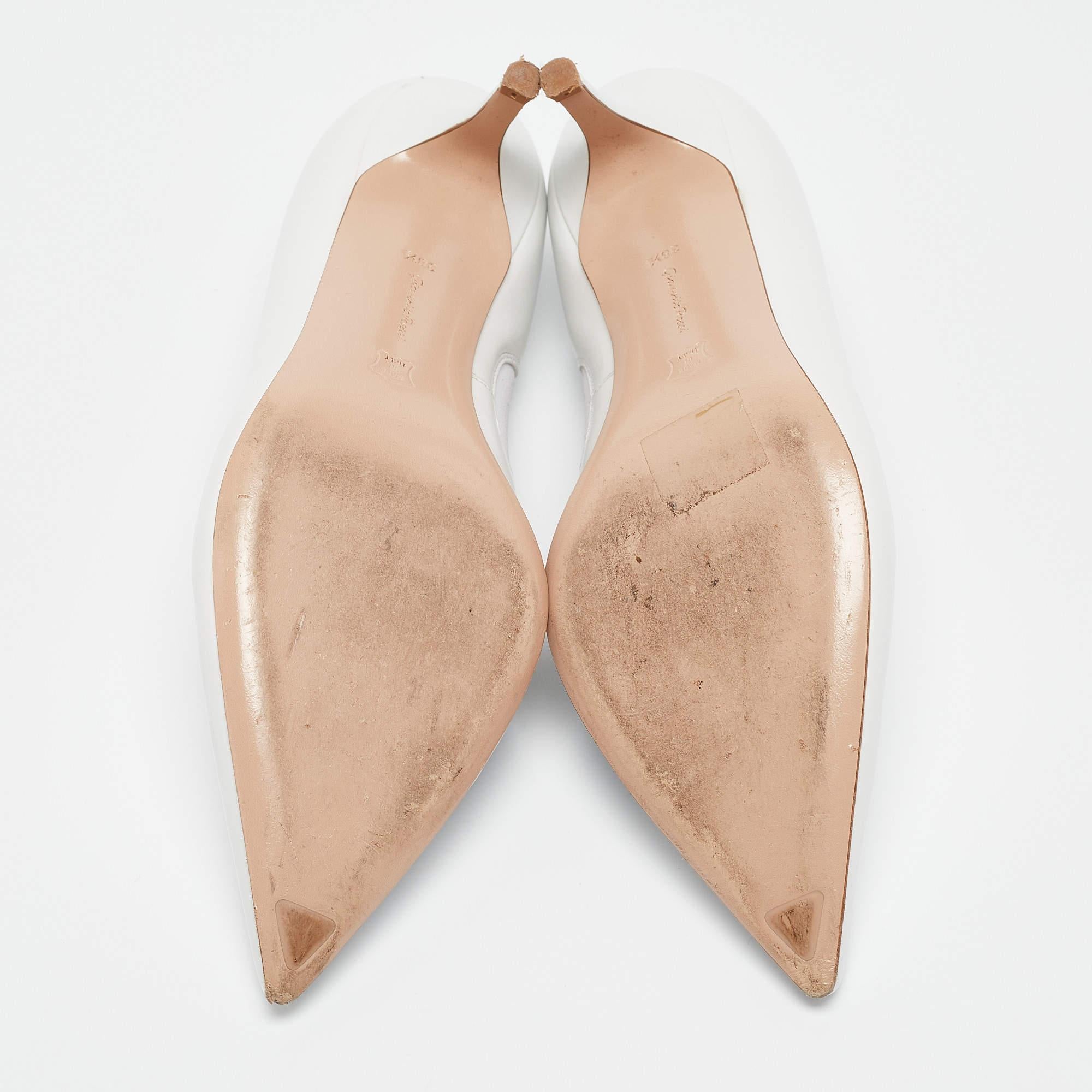 Gianvito Rossi escarpins à bout pointu en cuir blanc, taille 38,5 en vente 1