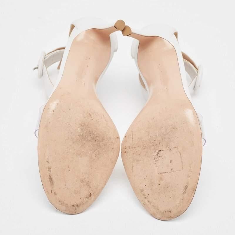 Gianvito Rossi White Leather PVC Open Toe Ankle Strap Sandals Size 37.5 For Sale 2