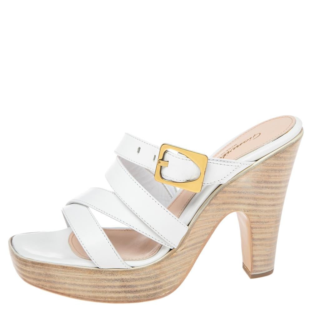 Donna Gianvito Rossi Sandali con plateau in pelle bianca taglia 38