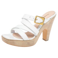 Gianvito Rossi White Leather Strappy Platform Sandals Size 38