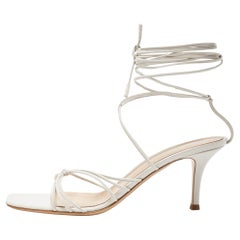 Gianvito Rossi White Leather Sylvie Sandals Size 38.5