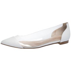 Gianvito Rossi White PVC and Leather Plexi Pointed Toe Ballet Flats Size 37.5