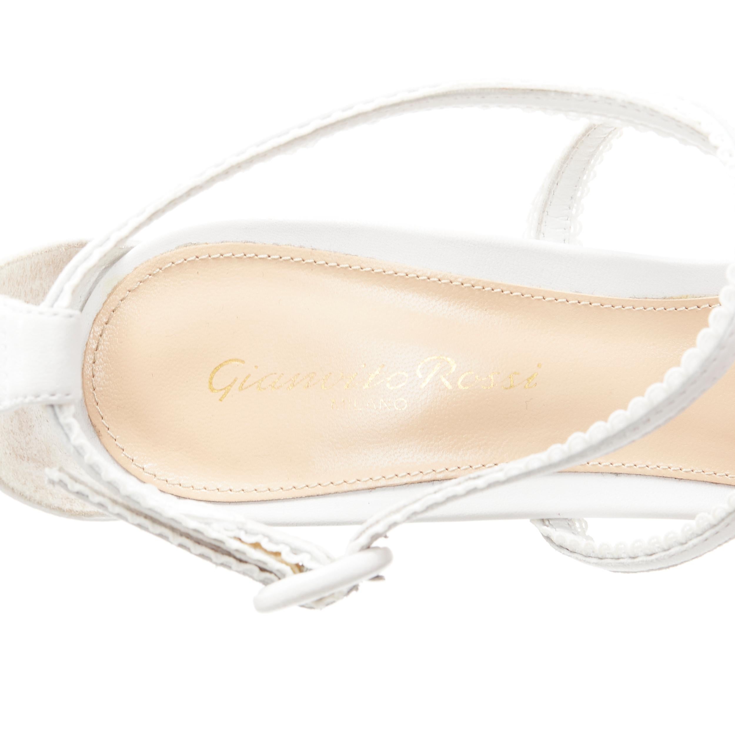 GIANVITO ROSSI white scalloped lace trim strappy high heel sandals EU39.5 2