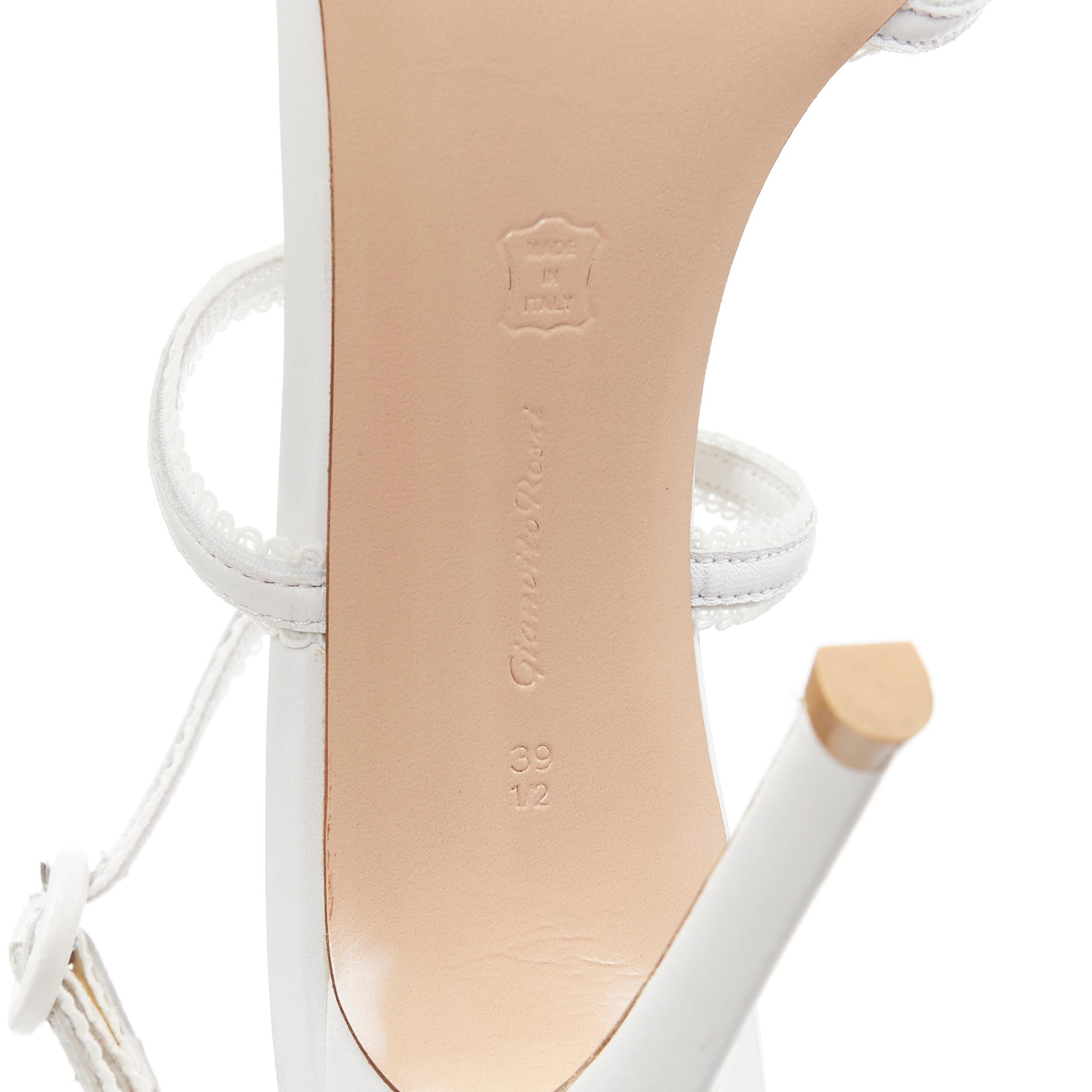 GIANVITO ROSSI white scalloped lace trim strappy high heel sandals EU39.5 3