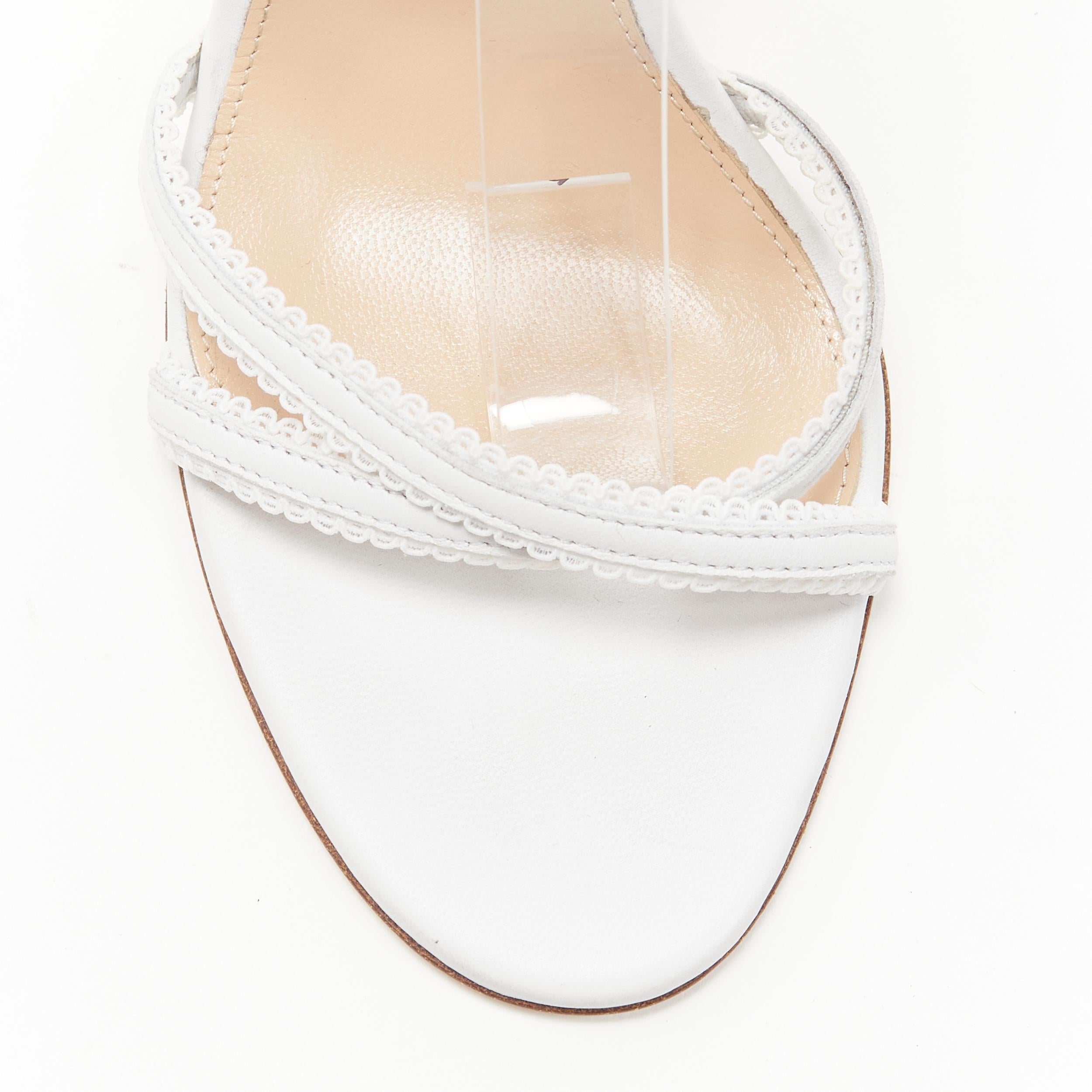 GIANVITO ROSSI white scalloped lace trim strappy high heel sandals EU39.5 In Good Condition In Hong Kong, NT