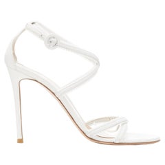 GIANVITO ROSSI Sandalias de tacón de tiras con adorno de encaje festoneado blanco EU39.5