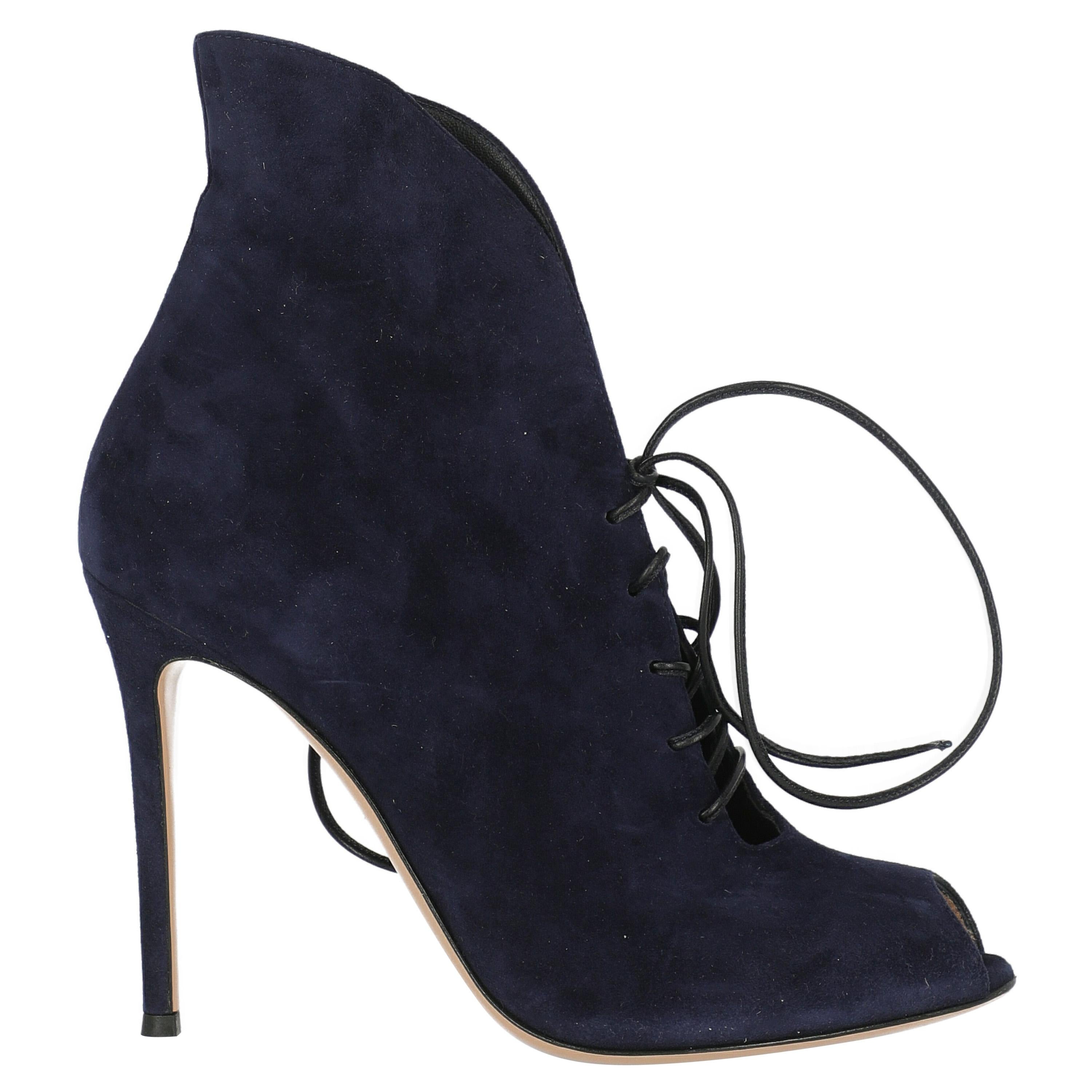 Gianvito Rossi Women  Ankle boots Navy Leather IT 40 For Sale