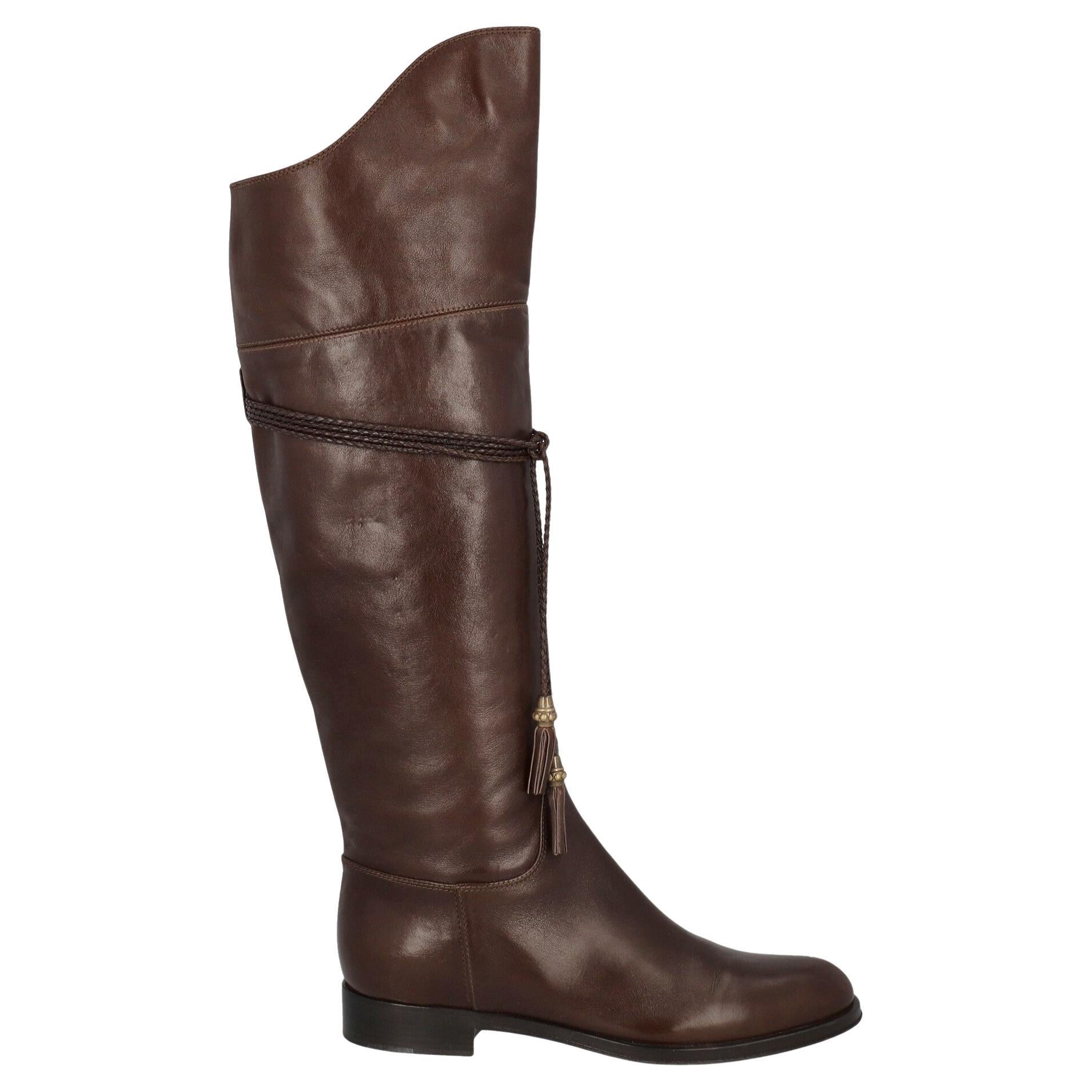 Gianvito Rossi Women Boots Brown Leather EU 36 For Sale