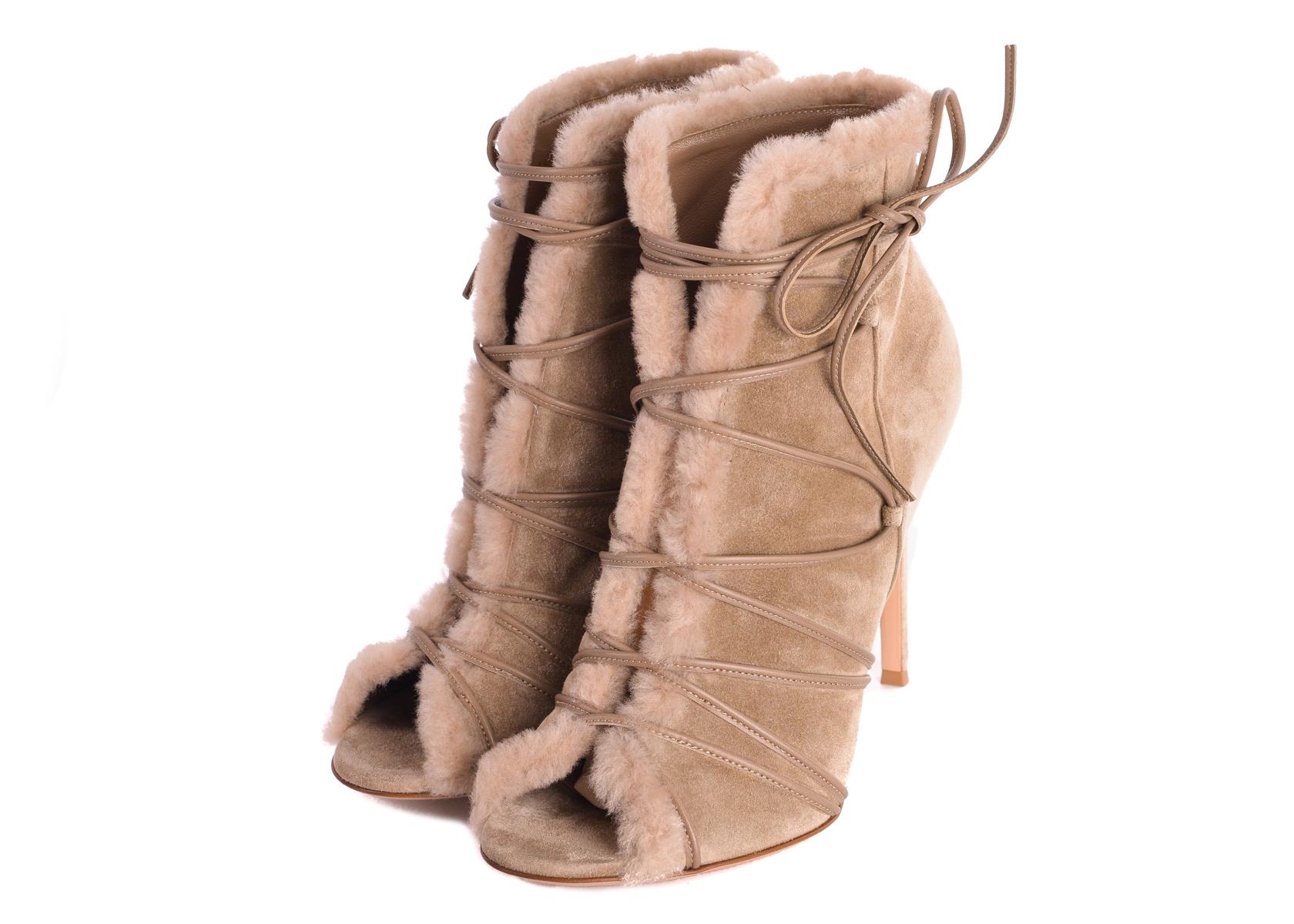 Women's Gianvito Rossi Womens Aspen Brown Suede Ankle Boots Size IT35.5/US5.5~RTL$1235 For Sale