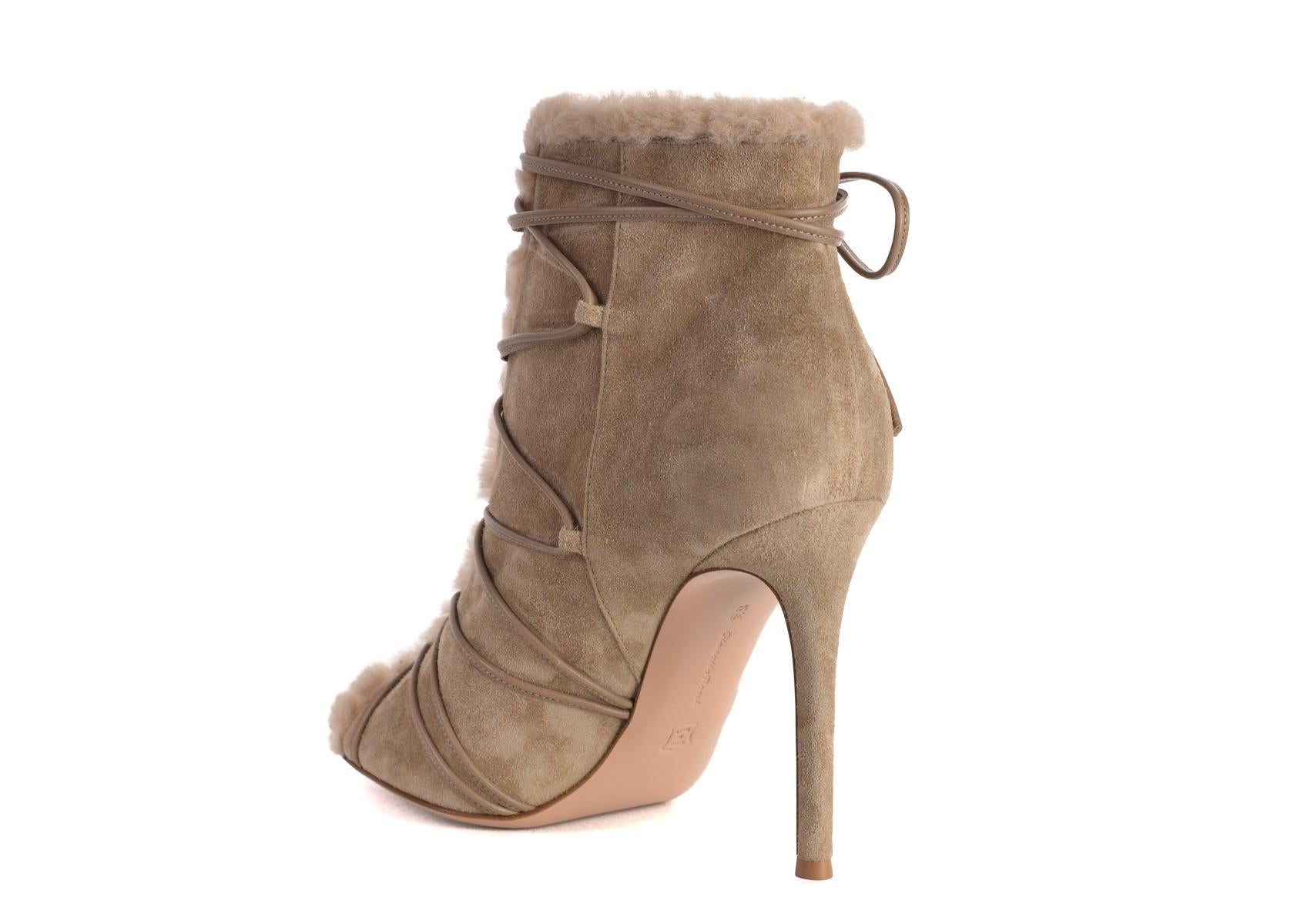 Gianvito Rossi Womens Aspen Brown Suede Ankle Boots Size IT37.5/US7.5~RTL$1235 In New Condition For Sale In Brooklyn, NY