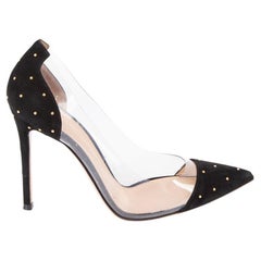 Gianvito Rossi Women's Black Suede Studded Accent D'Orsay Pumps