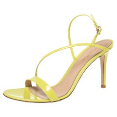 Gianvito Rossi Yellow Patent Leather Manhattan Sandals Size 39