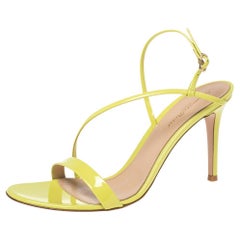 Gianvito Rossi Yellow Patent Leather Manhattan Sandals Size 39
