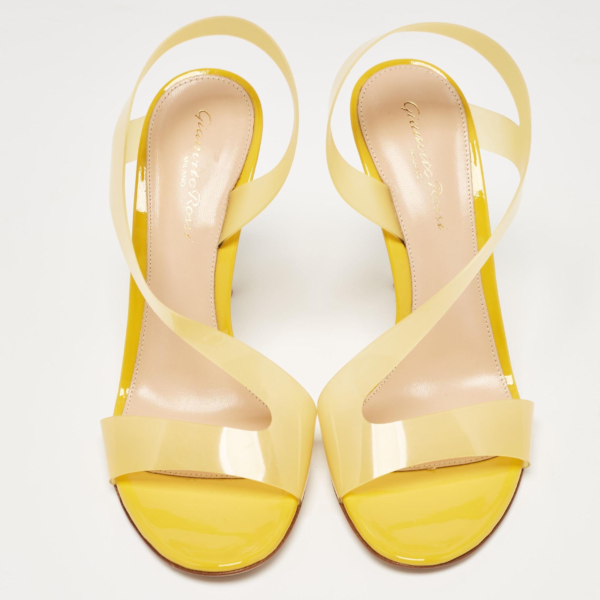 Gianvito Rossi Yellow PVC Metropolis Sandals Size 37 For Sale 1