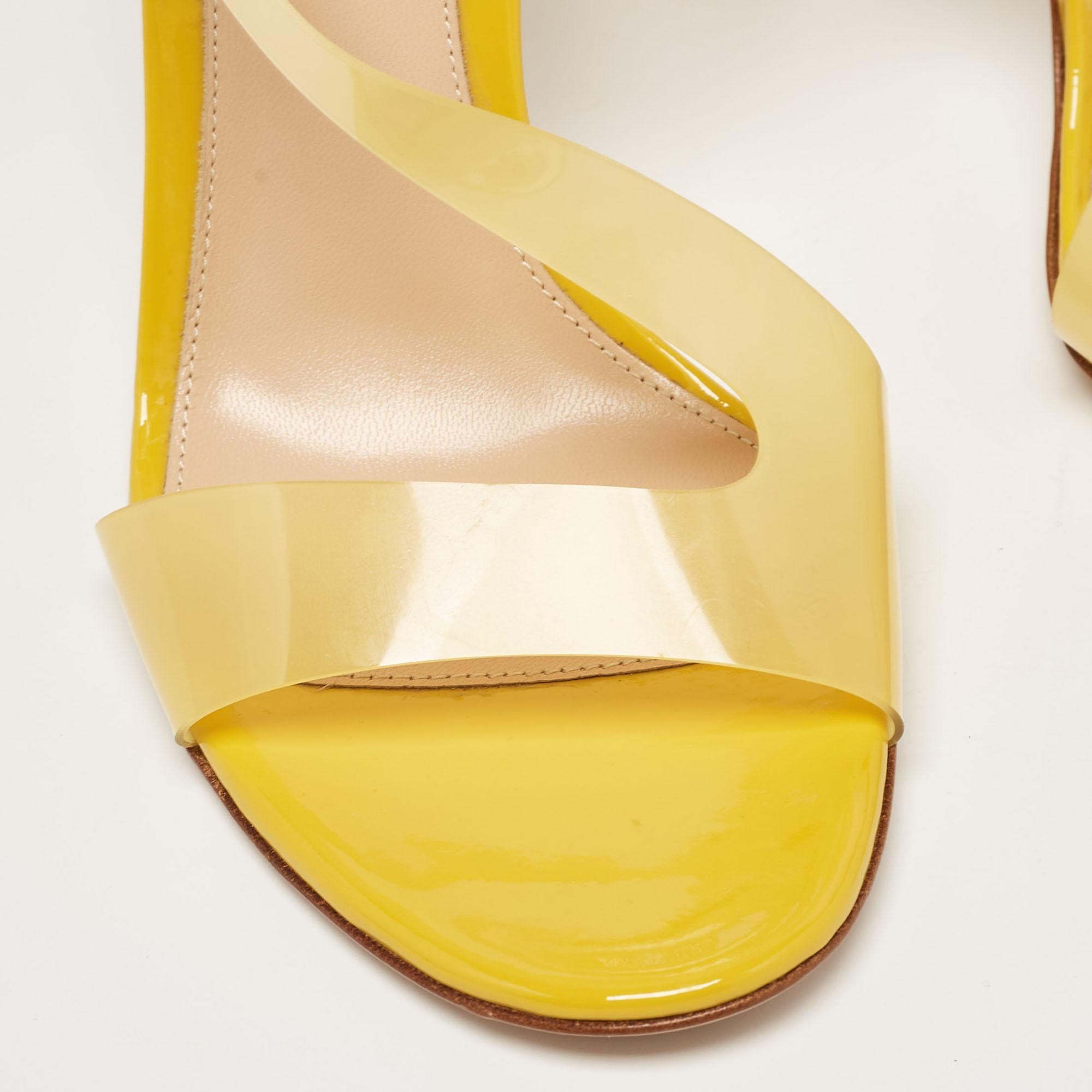 Gianvito Rossi Yellow PVC Metropolis Sandals Size 37 For Sale 2