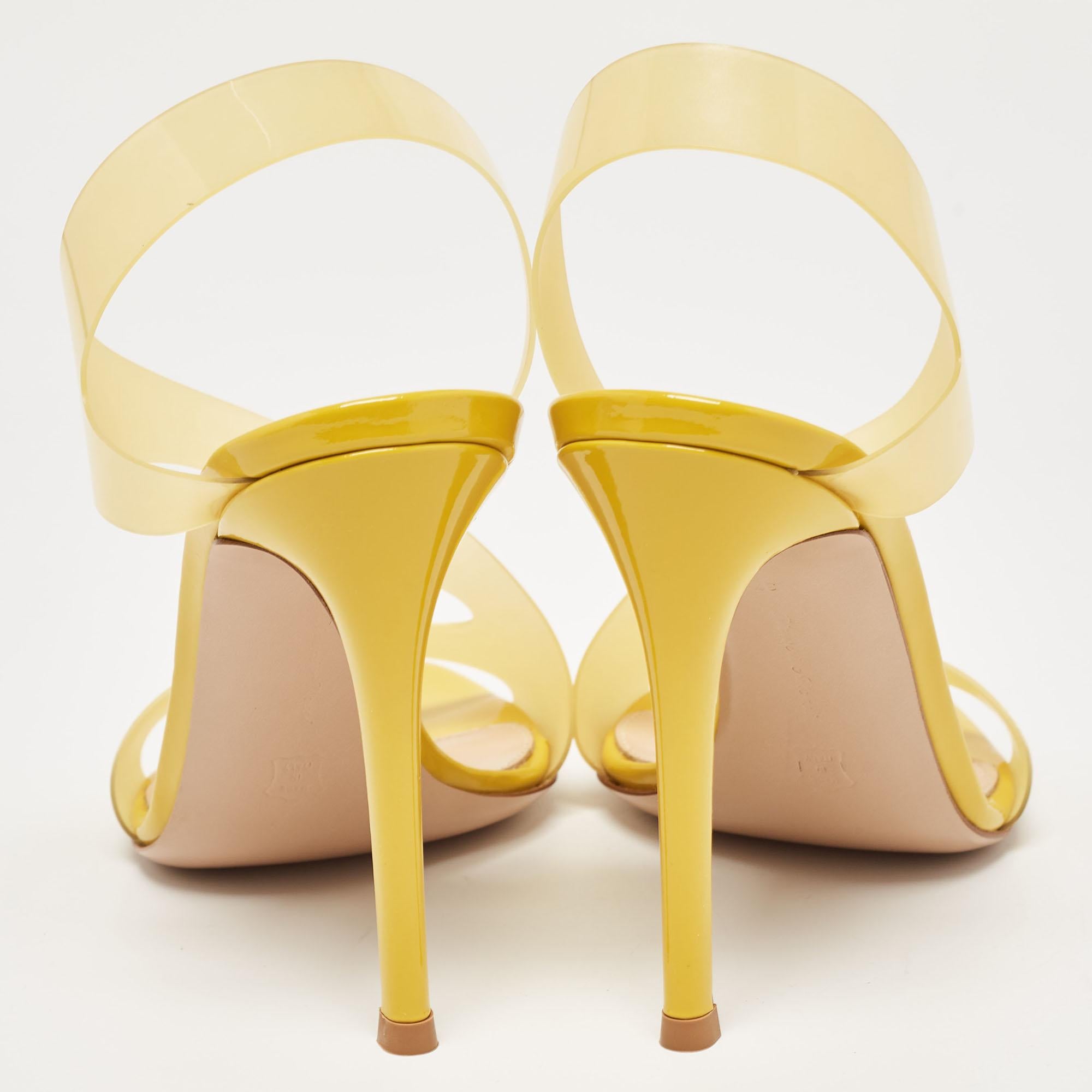 Gianvito Rossi Yellow PVC Metropolis Sandals Size 37 For Sale 4