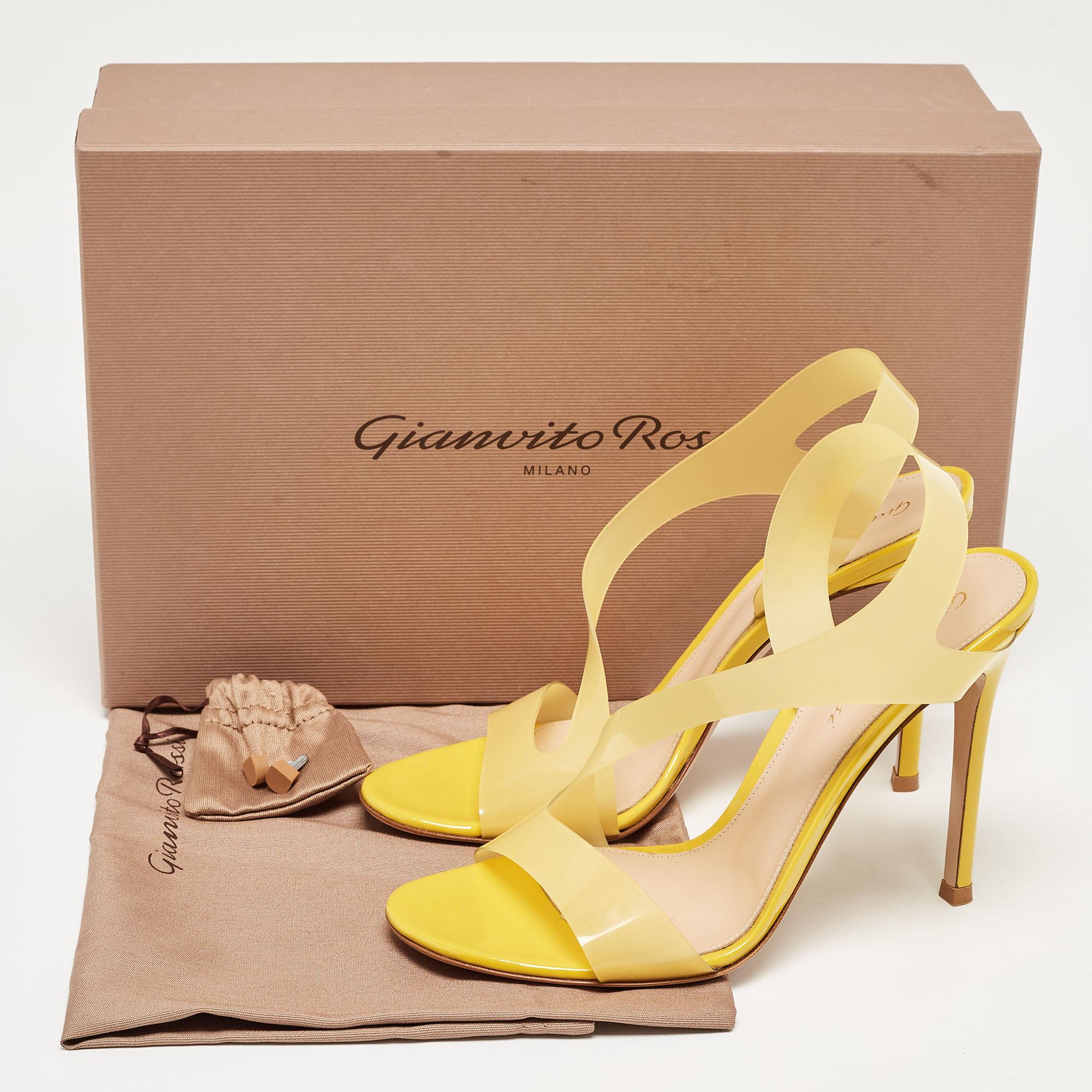 Gianvito Rossi Yellow PVC Metropolis Sandals Size 37 For Sale 5