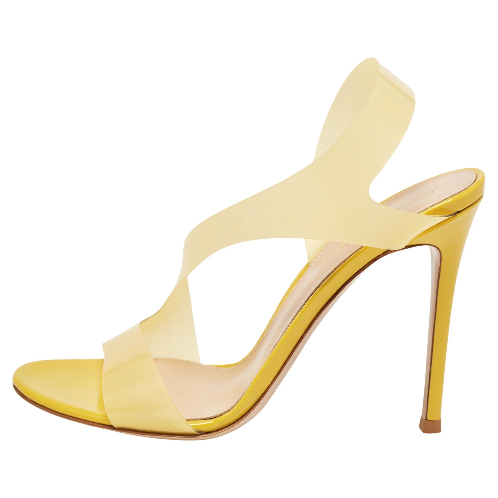 Gianvito Rossi Yellow PVC Metropolis Sandals Size 37 For Sale