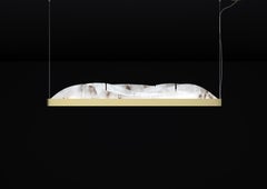 Lampada a sospensione in metallo spazzolato Giapeto di Alabastro Italiano