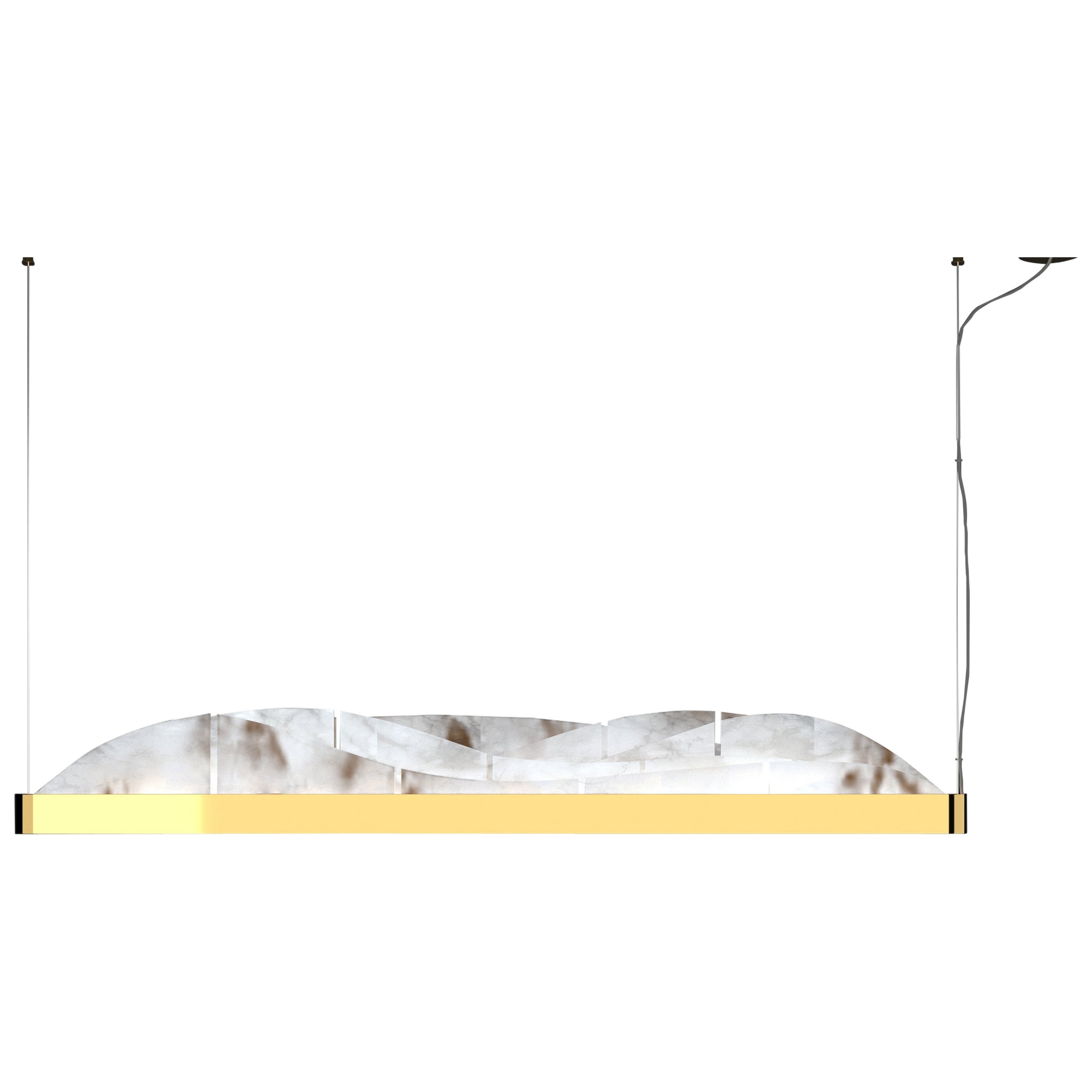 Giapeto Lampe pendante en métal doré brillant par Alabastro Italiano