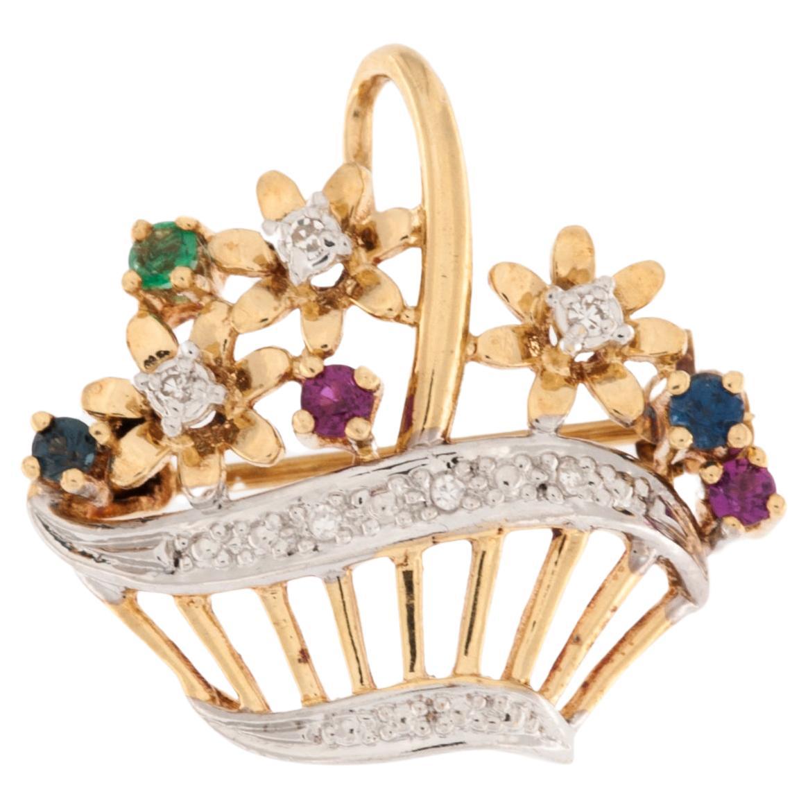"Giardinetto" Brooch 18kt Gold and Precious Stones  For Sale