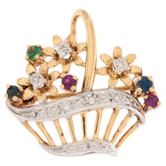 Vintage "Giardinetto" Brooch 18kt Gold and Precious Stones 
