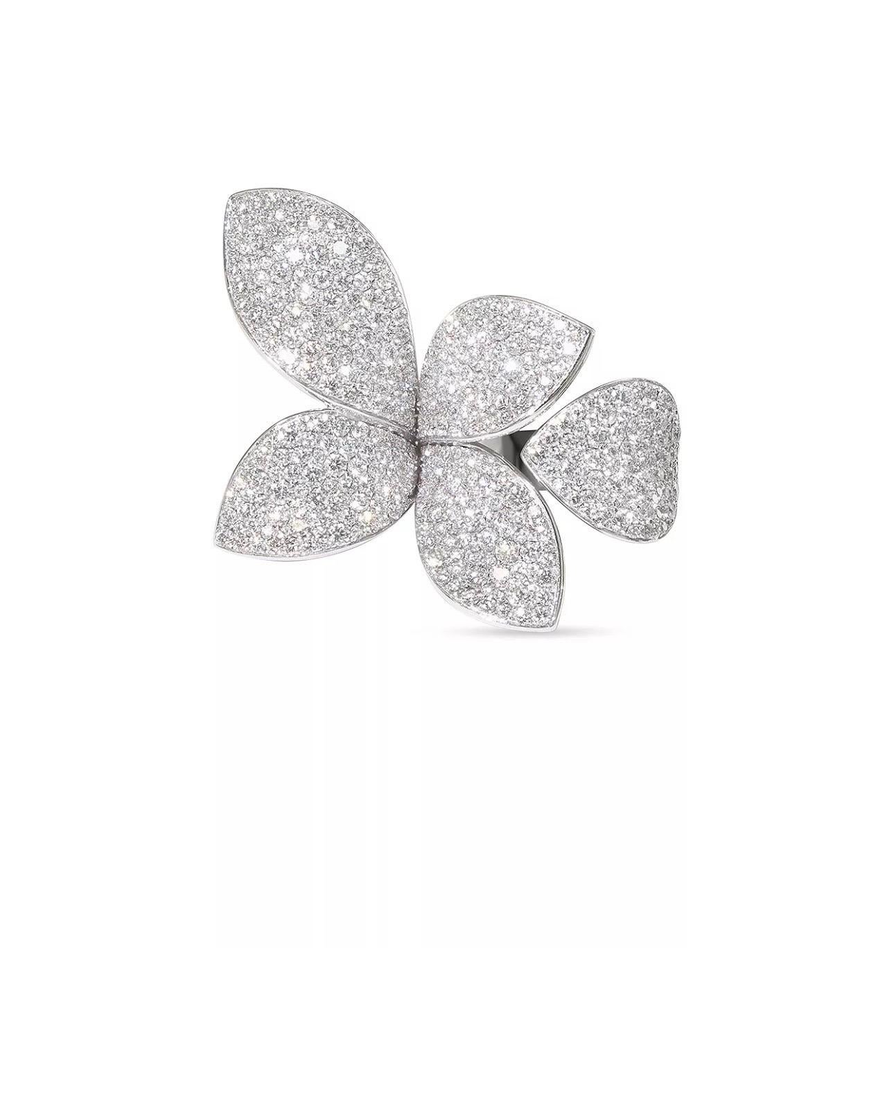 Taglio rotondo GIARDINI SEGRETI COLLIER , Collana a fiore singolo in oro bianco 18k con diamanti in vendita